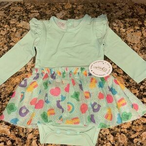 Sweet wink St. Patrick’s Green Baby Dress outfit with matching bow!